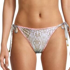 NEW Ramy Brook Myra Snakeskin String Bikini Bottoms - Neutral Combo - Size M